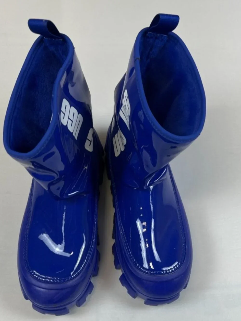 UGG Women 8 Royal Blue Patent Leather Drizlita Rain Boots Waterproof 1144059 - Picture 2 of 8
